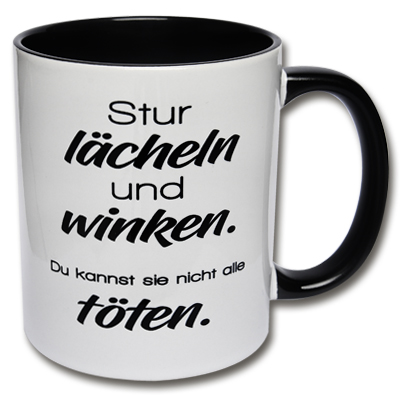 Tasse Stur lächeln und winken